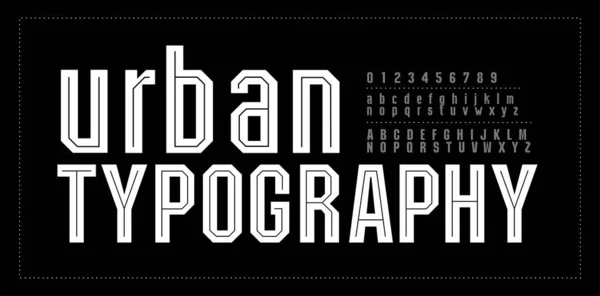 Urban Modern Alphabet Font Number Tipografia Fontes Maiúsculas Minúsculas Estilo —  Vetores de Stock