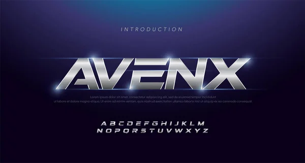 Spor Modern Italic Alfabe gümüş Font. Teknoloji, dijital, film, spor logo tasarımı için Tipografi 3d paslanmaz ince gümüş yazı tipleri. vektör illüstrasyon