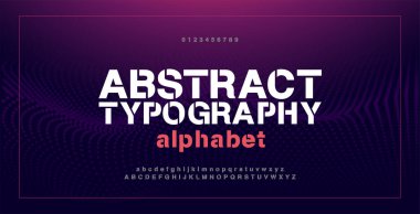 Soyut modern alfabe yazı tipi ve rakamları. Typography elektronik oyun müziği gelecekteki yaratıcı şehir yazı tipi tasarımı konsepti. vektör çizimi