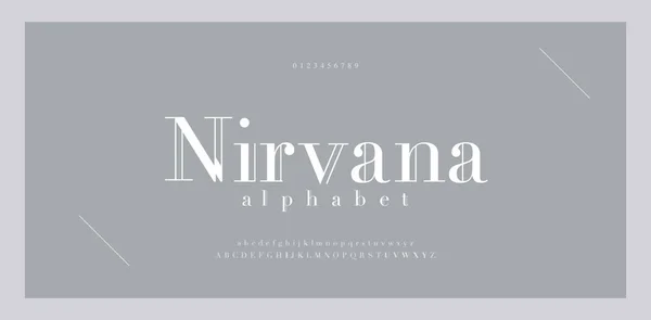 Elegant Alphabet Letters Font Number Classic Lettering Minimal Fashion Designs — Stock Vector