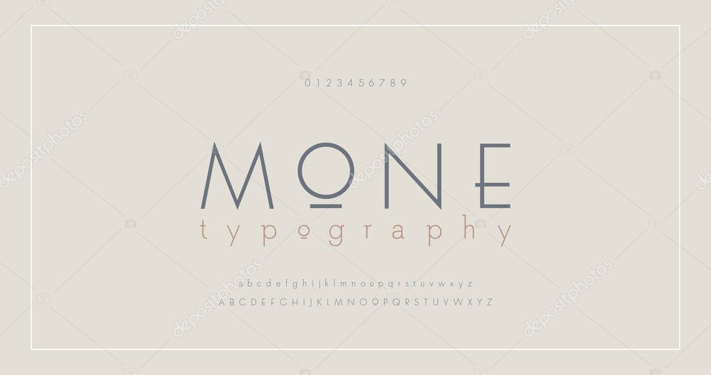 Abstract thin line font alphabet. Minimal modern fonts and numbers. Typography typeface uppercase lowercase and number. vector illustration