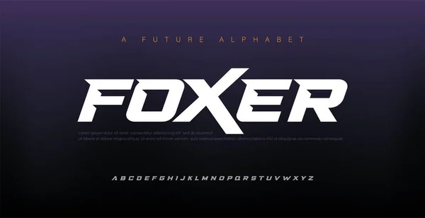 Spor Modern Italic Alfabe Yazı Tipi. Teknoloji, dijital, film logosu tasarımı için tipografi kentsel yazı tipleri. vektör illüstrasyonu