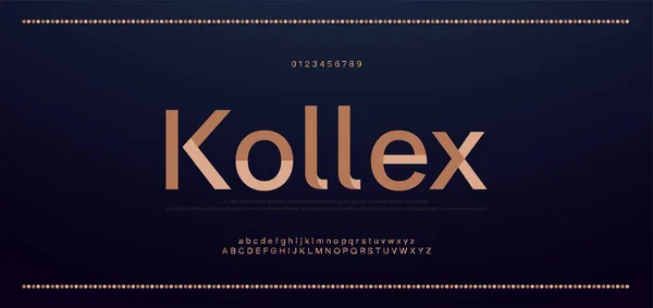 Elegante Alfabeto Letras Fonte Número Classic Copper Lettering Minimal Fashion —  Vetores de Stock