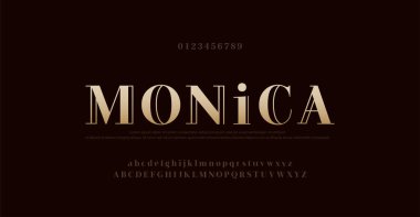 Zarif alfabe harfleri yazı tipi ve numarası. Tipografi Klasik Harfler Minimum Moda Yazı Tipleri Tasarımı. vektör illüstrasyonu