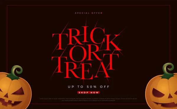 Trick Eller Behandla Spacial Erbjudande Halloween Försäljning Flyer Eller Inbjudan — Stock vektor