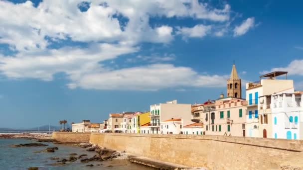 Udsigt Den Gamle Bydel Alghero Sardinien Tidsrummet Udløber – Stock-video