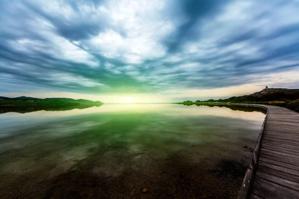 Cloudy Sunrise Lake Notteri — Stock Photo, Image