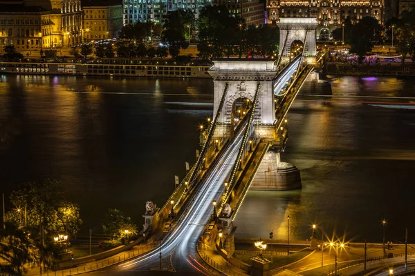 Traffic Chain Bridge Budapest — Stock Photo, Image