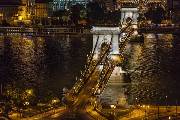 Chain Bridge Night Budapest — Stock Photo, Image