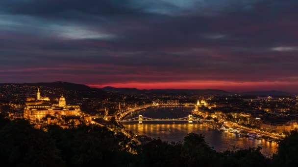 Budapeşte Tuna Nehri Zaman Atlamalı Uhd — Stok video