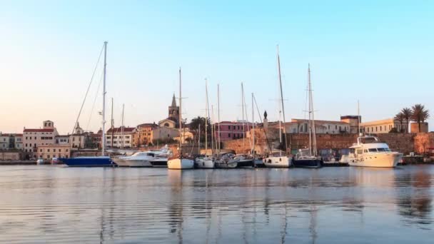 Porto Alghero All Alba Zaman Atlamalı — Stok video