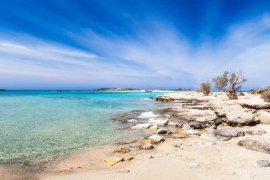 Elafonisi plaj güneş tarafından ben