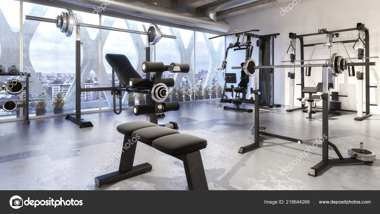 Weights Training Equipment Panoramic Visualization Stock Photo by  ©marcosborne 218644266