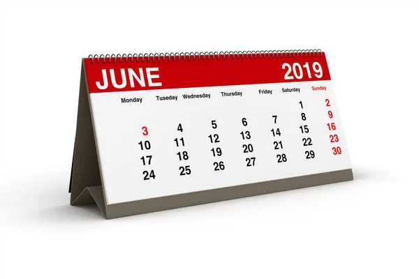 Giugno 2019 Calendario Tavolo Come Illustrazione — Foto Stock