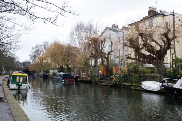 Petit Canal Venise Avec Des Bateaux Londres — Photo