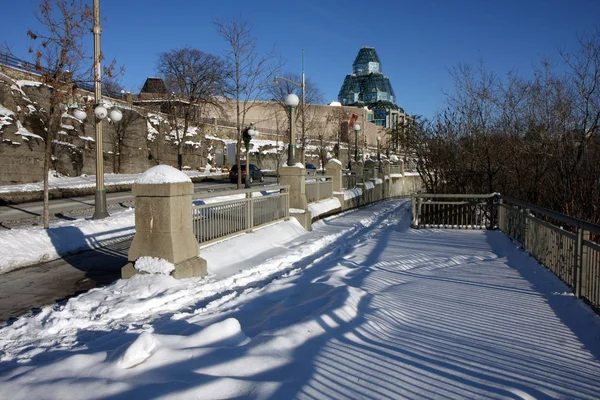 Blick Auf Den Fluss Und Ottawa Nationalgalerie Gebäude Winter — Stockfoto