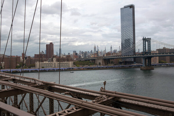 New York City buildings as seen from Brooklyn bridge