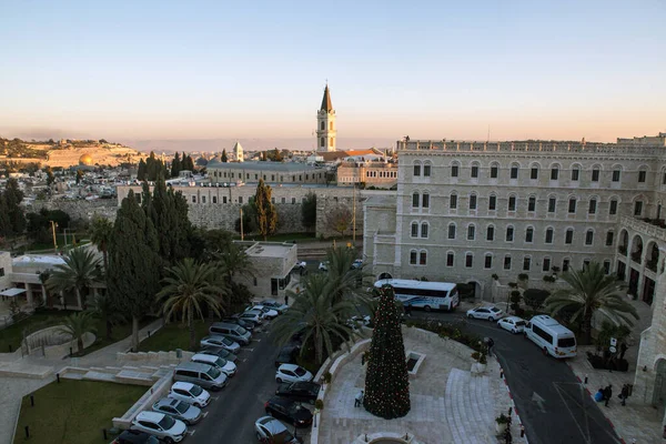 Città Vecchia Vista Aerea Sul Tramonto Notre Dame Gerusalemme Centro — Foto Stock