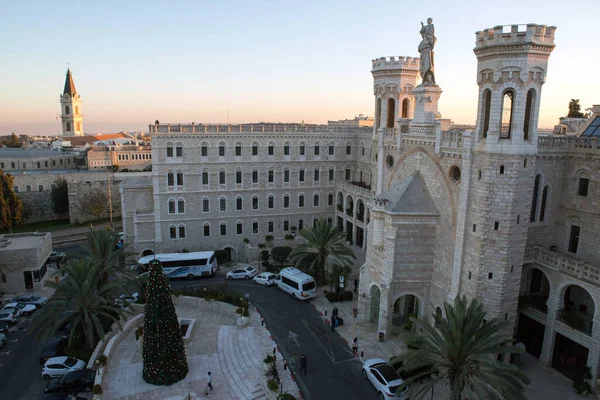 Vista Aérea Ciudad Vieja Atardecer Desde Centro Notre Dame Jerusalén — Foto de Stock