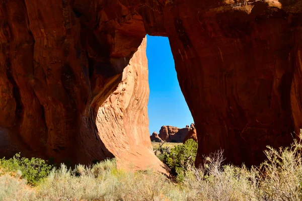 Borovicový Oblouk Národním Parku Arches Utah — Stock fotografie