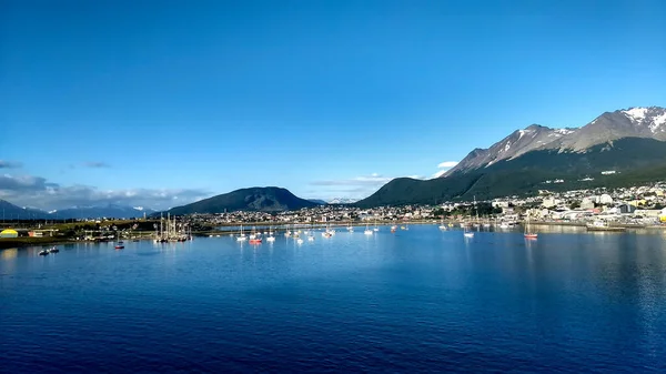 Blick Auf Den Hafen Und Die Stadt Ushuaia Argentinien Mit — Stockfoto