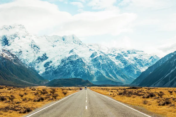 Voyage Sur Route Dans Les Montagnes Verdoyantes Nouvelle Zélande Vue — Photo