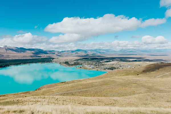 Letecký Pohled Jezero Tekapo Mount John Observatory Canterbury Nový Zéland — Stock fotografie