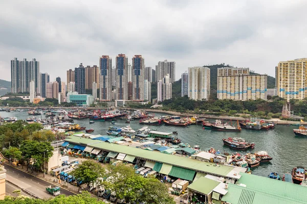 Aerial View Aberdeen Harbour Aberdeen Typhoon Shelter Hong Kong — Stock Photo, Image