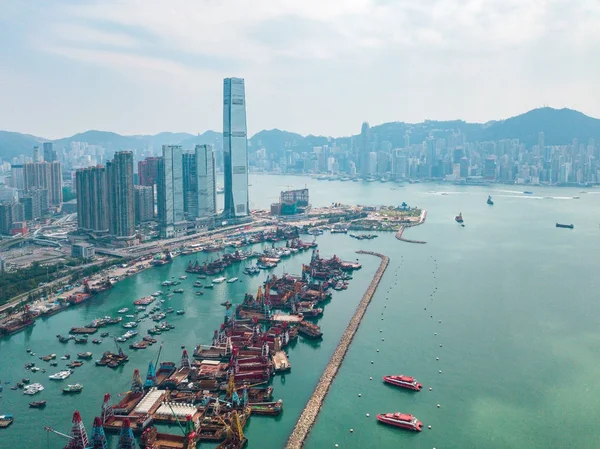 Aerial View Hong Kong Island Kowloon — Stock Photo, Image