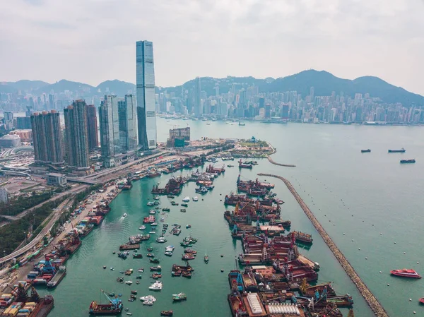 Luchtfoto Van Hong Kong Island Kowloon — Stockfoto
