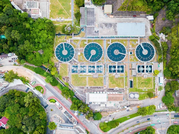 Piccolo Trattamento Delle Acque Reflue Locali Hong Kong Città All — Foto Stock