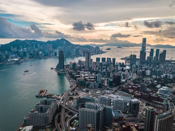 Aerial View Hong Kong Island Kowloon — Stock Photo, Image