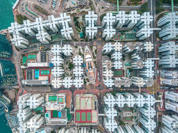 Top View Aerial Photo Flying Drone Hongkong Global City Development — Stock Photo, Image