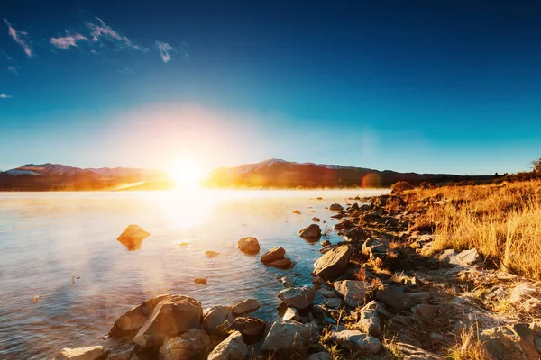 Východ Slunce Jezera Tekapo Jižní Ostrov Nový Zéland — Stock fotografie
