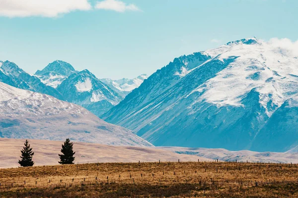 Yeni Zelanda Manzaralı Dağ Manzarası Gündüz Cook Dağı Ulusal Parkı — Stok fotoğraf