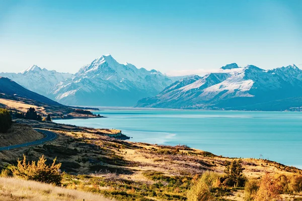 Camino Cook Montaña Más Alta Nueva Zelanda Ruta Panorámica Largo —  Fotos de Stock