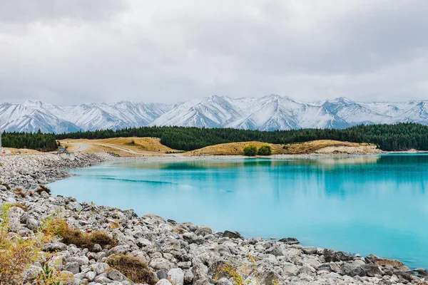 Mount Cook Gölü Pukaki Bakış Açısıyla Yaz Boyunca Yeni Zelanda — Stok fotoğraf