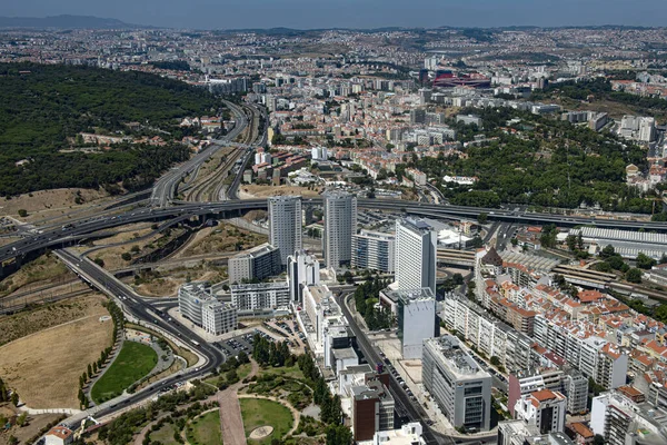 Lissabon Portugal August 2017 Lissabon Luftaufnahme Aus Dem Flugzeug — Stockfoto