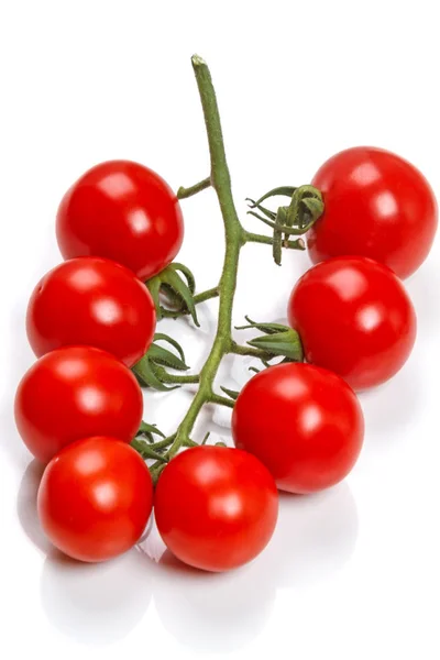 Cepillo Rojo Tomates Cereza Aislados Sobre Fondo Blanco —  Fotos de Stock