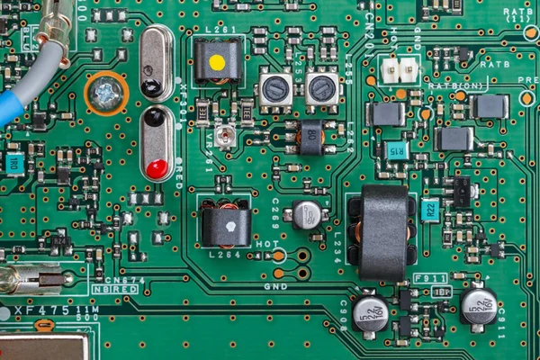 Электронная Плата Современными Компонентами Вида Сверху Технологический Фон — стоковое фото