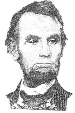 Abraham Lincoln'ün portre. Beyaz bir arka plan üzerinde kalem kroki