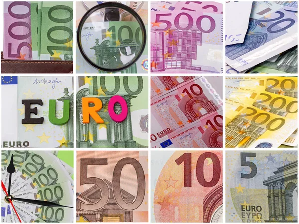 Collage tutta la carta euro — Foto Stock