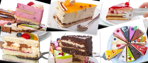 Verschillende stukjes taart op de foto — Stockfoto