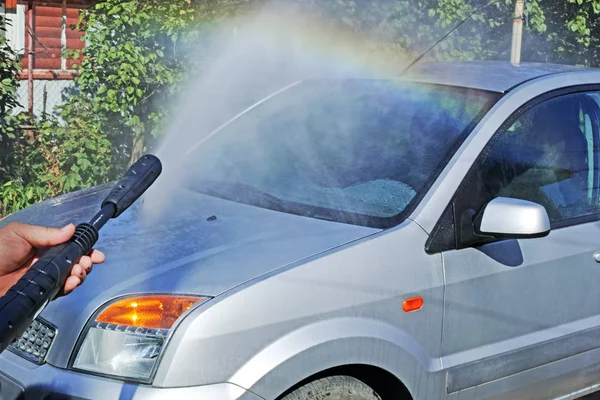 Car wash with high pressure washer — Stock Photo, Image