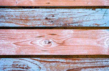 Arka plan mavi boya peeling ile ahşap plakalar. Tam kare.