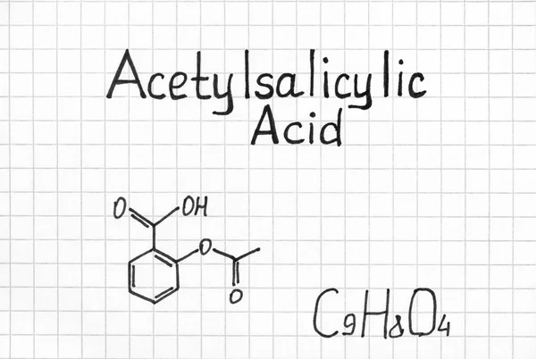 Fórmula Química Ácido Acetilsalicílico Close — Fotografia de Stock