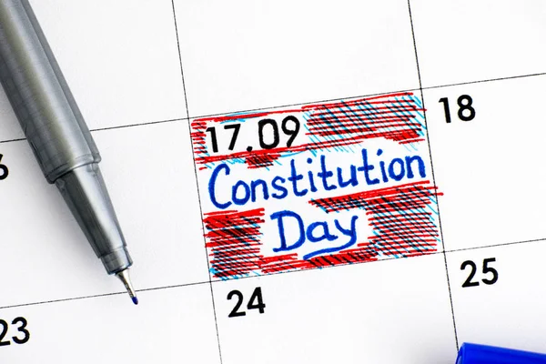 Dag Van Grondwet Van Herinnering Agenda Met Een Blauwe Pen — Stockfoto
