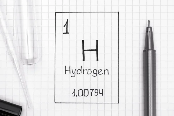 Tabela Periódica Elementos Elemento Químico Caligrafia Hidrogénio Com Caneta Preta — Fotografia de Stock