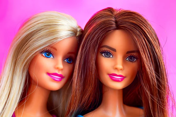 Tambov Russian Federation November 2018 Portrait Two Barbie Dolls Pink — Stock Photo, Image