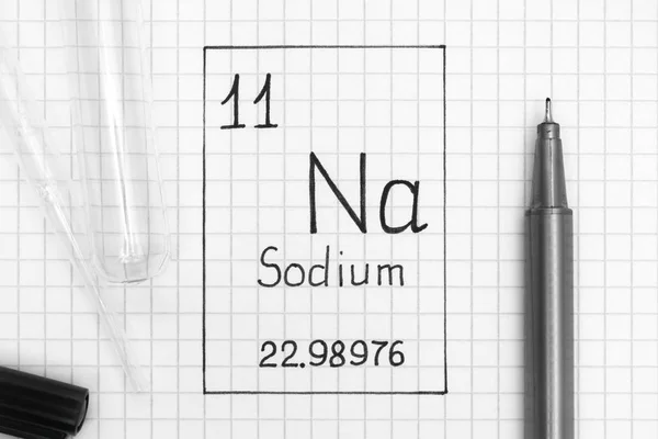 Tabela Periódica Elementos Elemento Químico Caligrafia Sódio Com Caneta Preta — Fotografia de Stock
